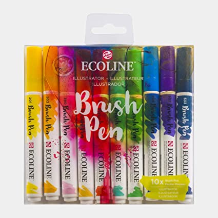 Estuche 10 rotuladores Acuarela Colores Ecoline Brush Pen Talens